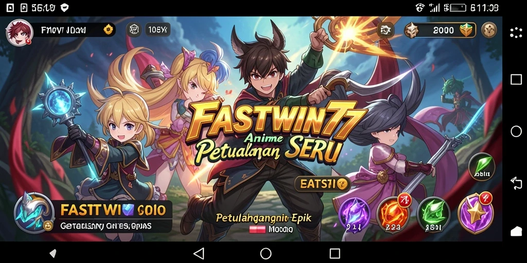 Tampilan seru dari gameplay FASTWIN77 dengan karakter Anime yang menarik.
