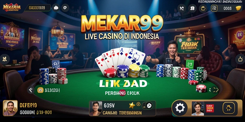 Tampilan gameplay seru di MEKAR99 dengan dealer langsung dan interaksi nyata.