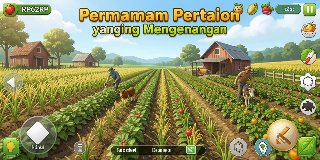 Tangkapan layar menampilkan gameplay yang seru dalam pengelolaan pertanian.
