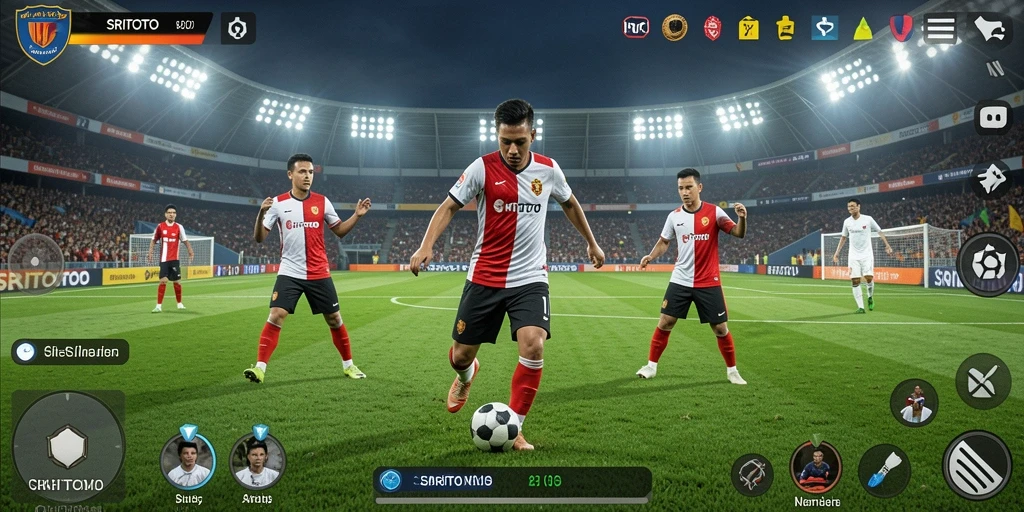 Tampilan gameplay menegangkan dalam SRITOTO yang penuh aksi sepak bola.